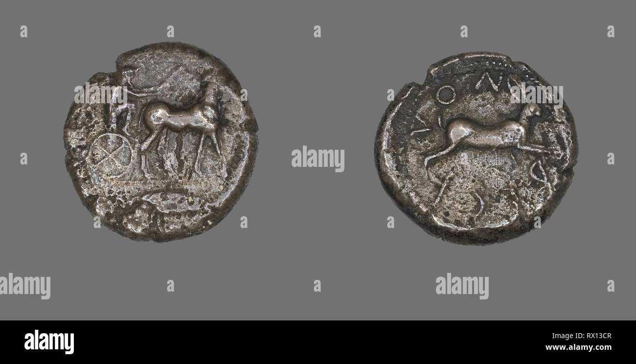 Tetradrachm (Coin) Depicting a Charioteer. Greek, Rhegium. Date: 500 BC ...