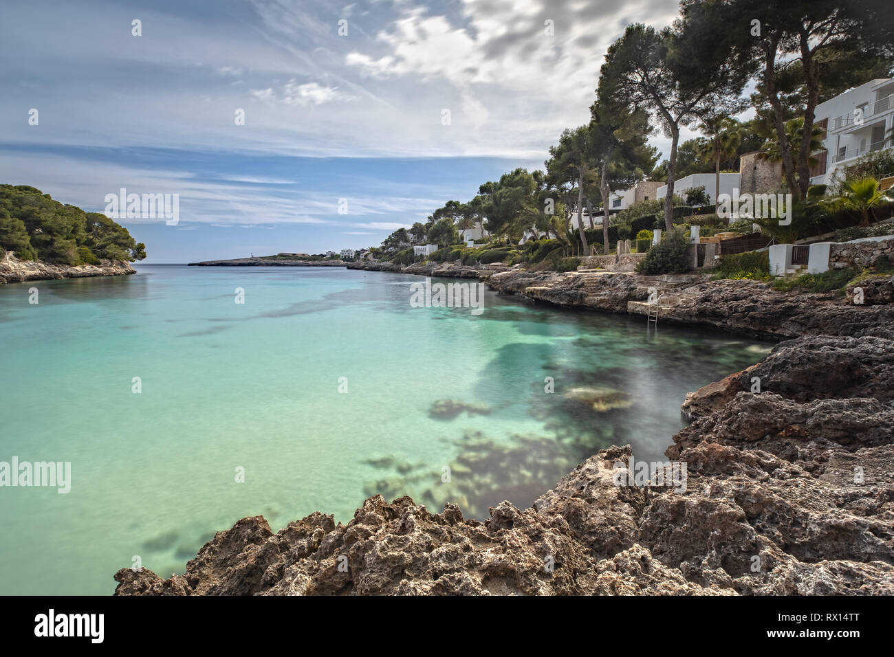 The Bay of Cala d'Or in Mallorca, Spain Stock Photo