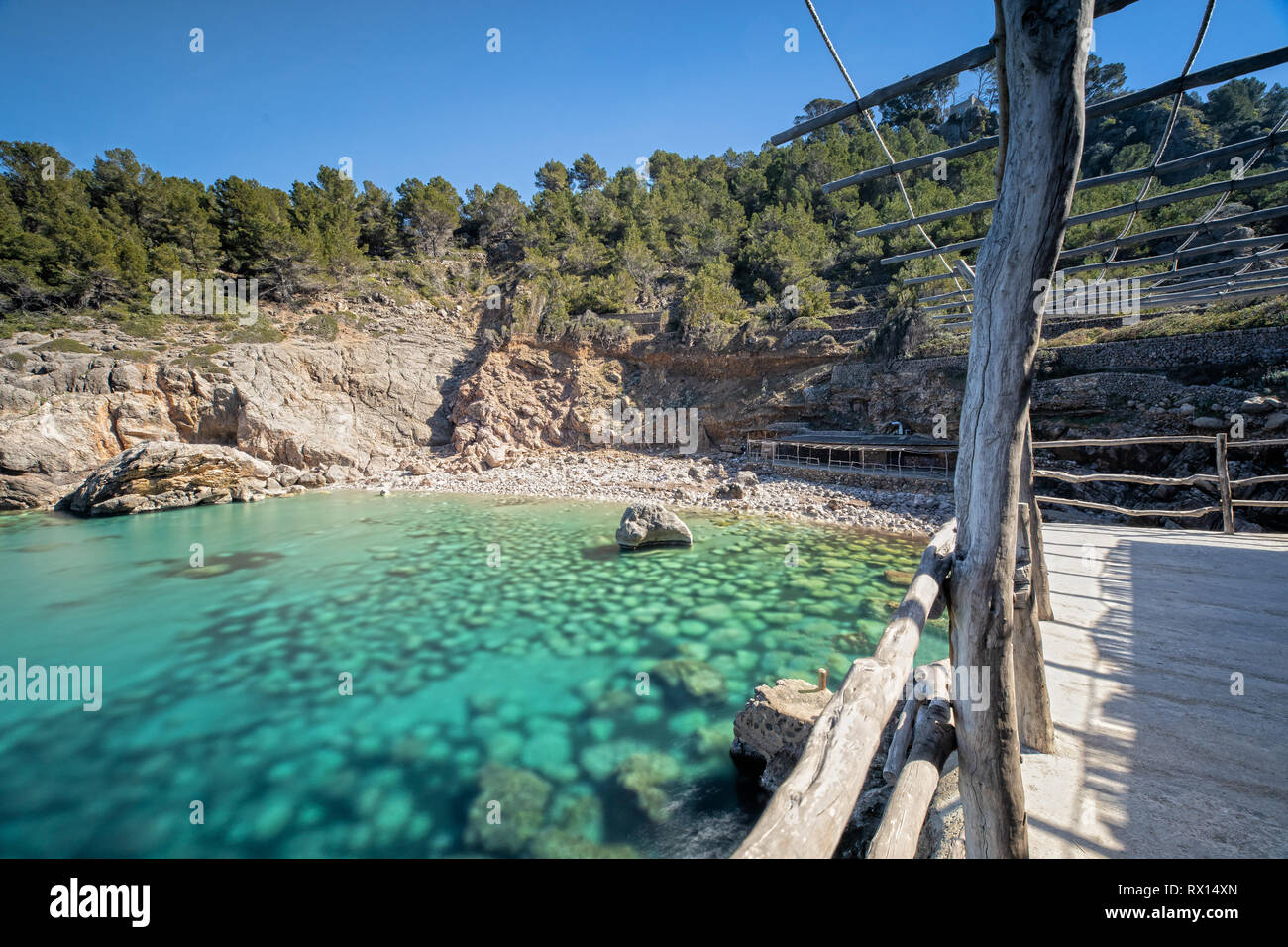 The Bay of Cala Deia in Mallorca, Spain Stock Photo