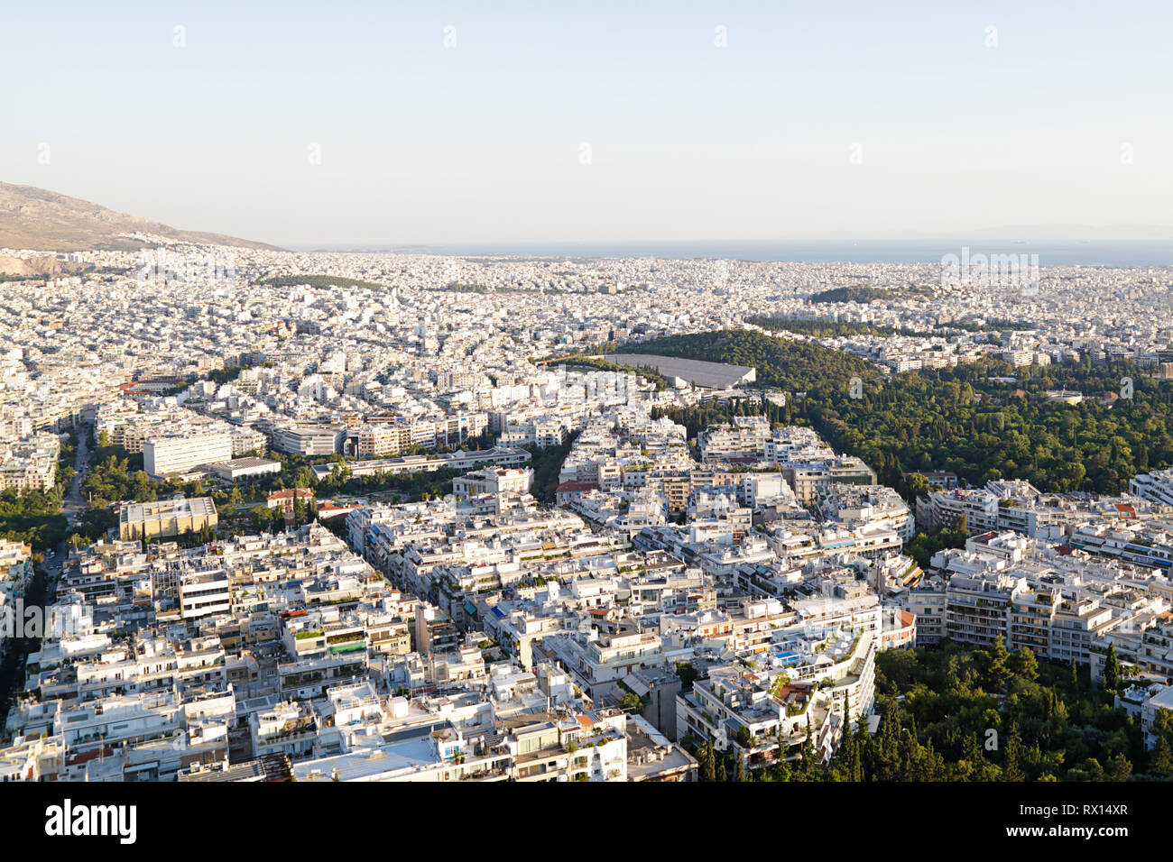 View of the city of Athens from Lycabettus hill, Greece Stock Photo