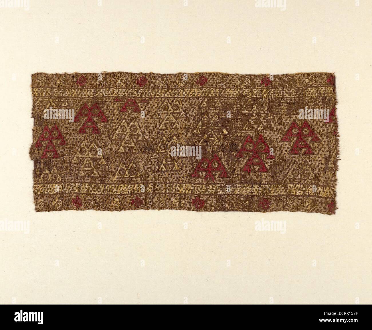 Fragment. Chancay; Peru, Central coast. Date: 1000-1476. Dimensions: 44.8 x 20.3 cm (17 5/8 x 8 in.). Cotton and wool (camelid), plain weave with patterning and brocading wefts. Origin: Peru. Museum: The Chicago Art Institute. Stock Photo