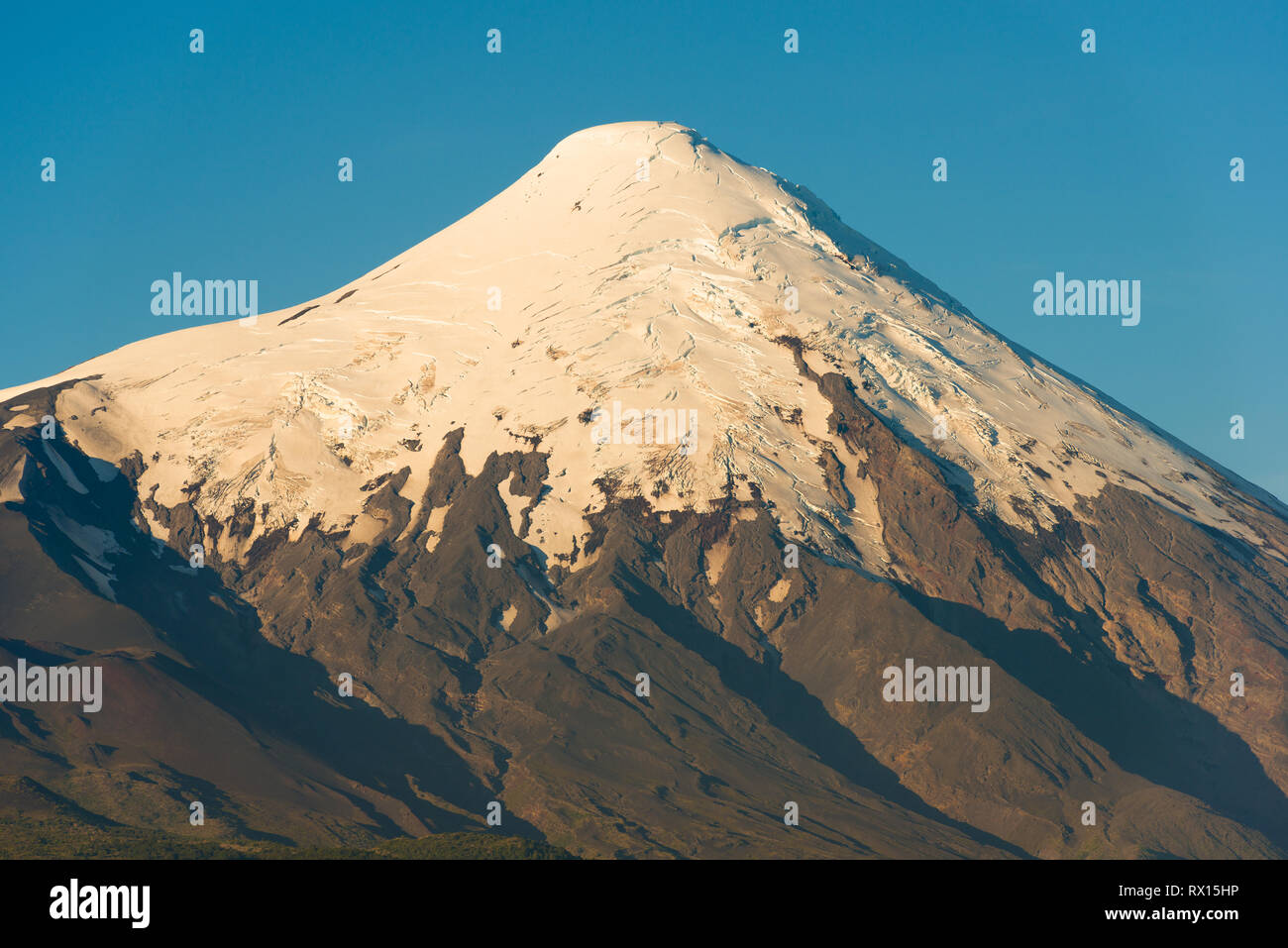 Glaciers at the summit of Osorno Volcano, X Region de Los Lagos, Chile Stock Photo