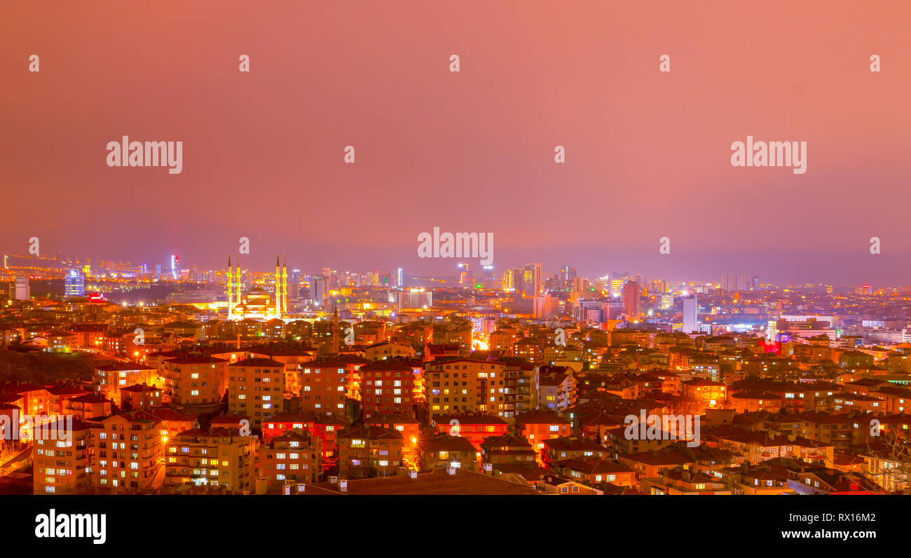 Ankara/Turkey-March 02 2019: Panoramic Ankara view with Kocatepe Mosque ...