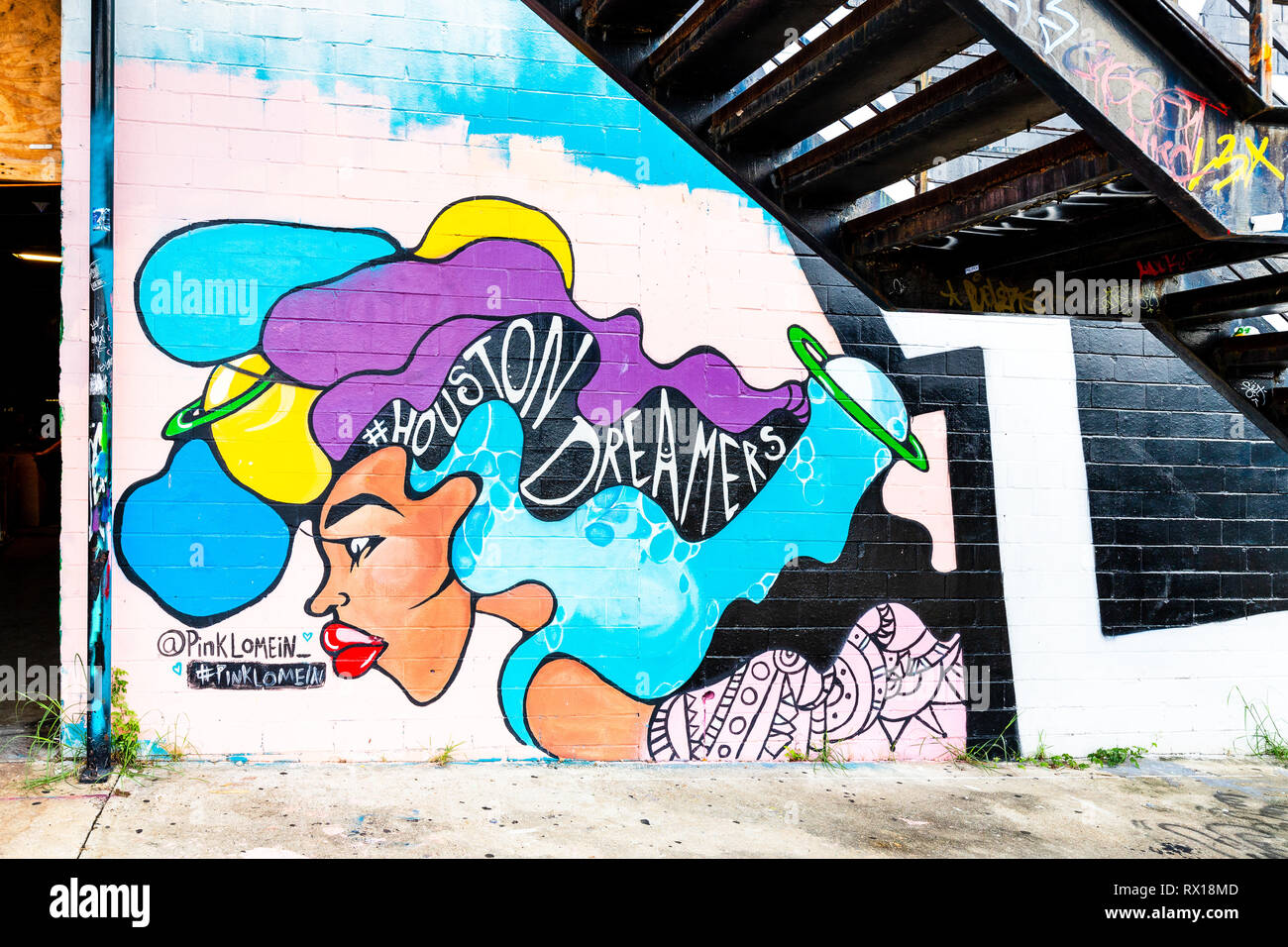 Houston Dreamers graffiti by some talented artists in Downtown Houston