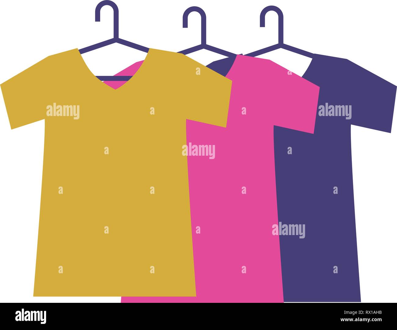 t shirts on hangers clothes cartoon Stock Vector
