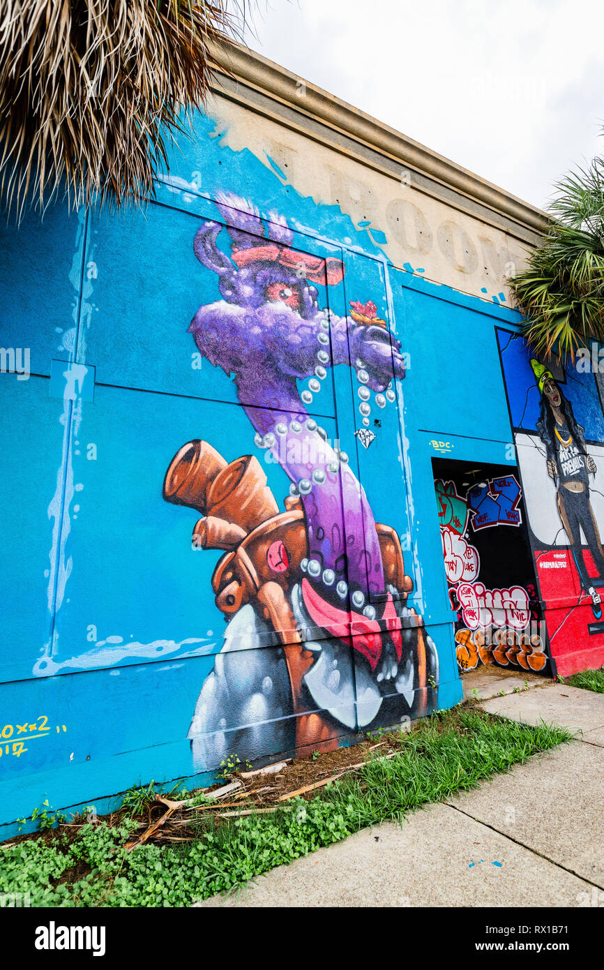 Graffiti by some talented artists in Downtown Houston, TX Stock Photo