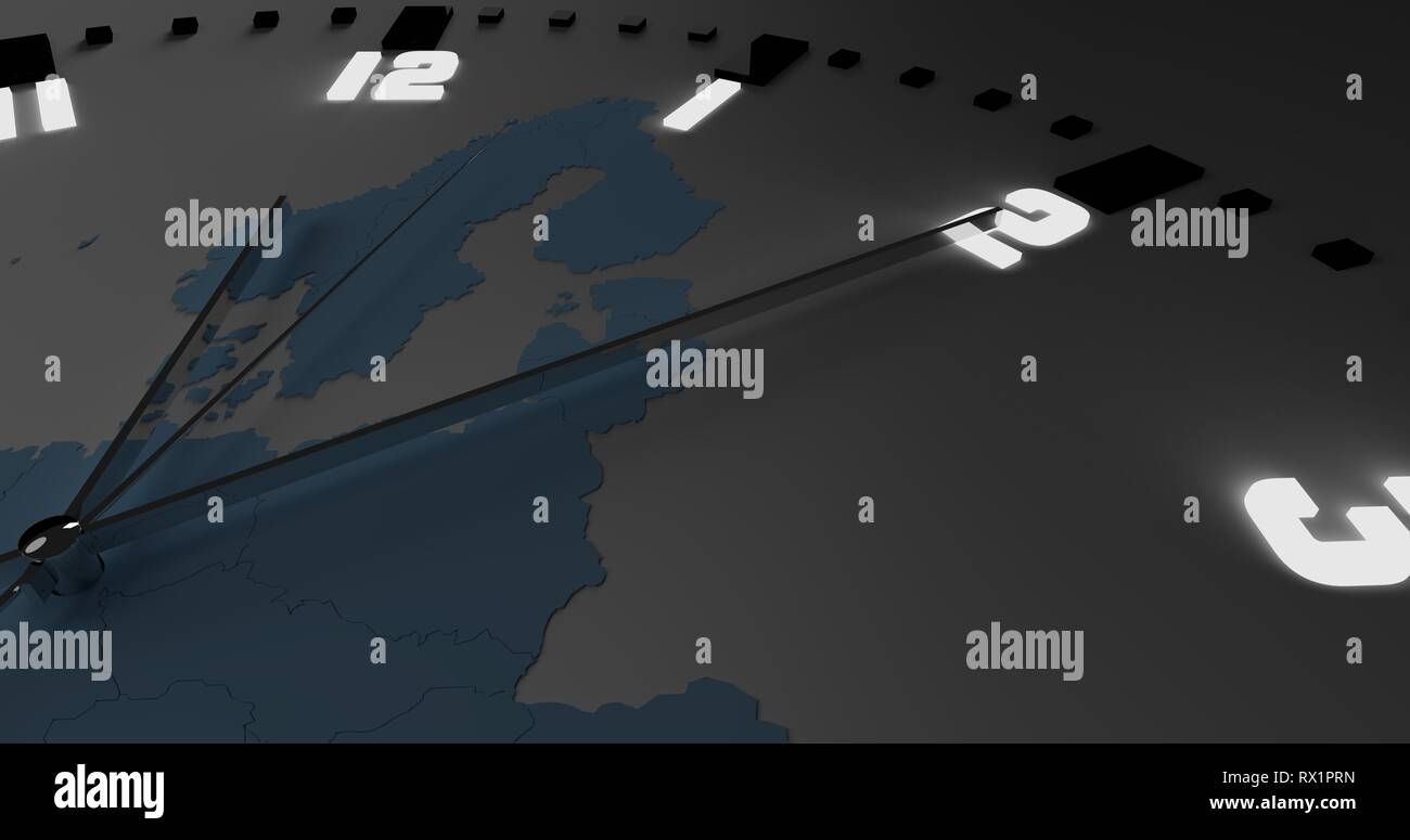 Clock with map of Europe Stock Photo Alamy