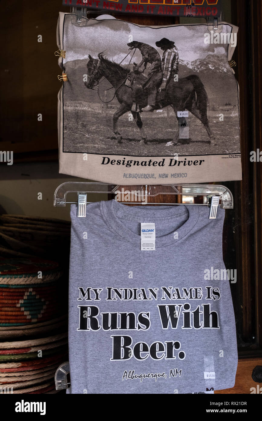New Mexico t-shirts: "My Indian Name Is Runs With Beer Stock Photo - Alamy