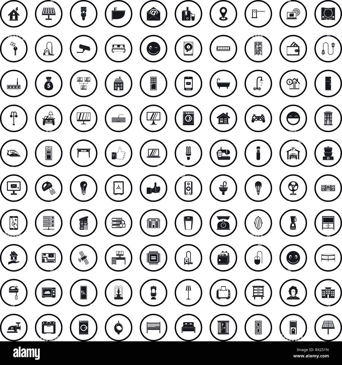 100 smart house icons set in simple style  Stock Vector
