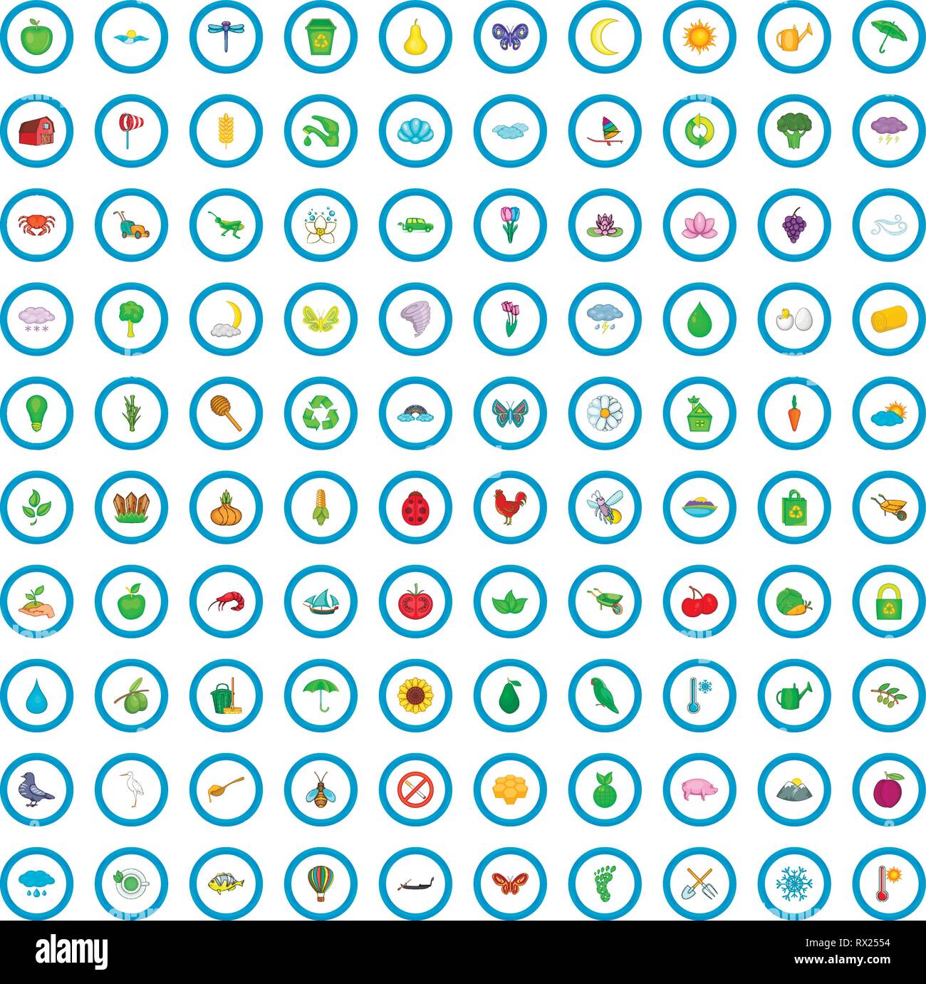 100 eco icons set, cartoon style Stock Vector Image & Art - Alamy