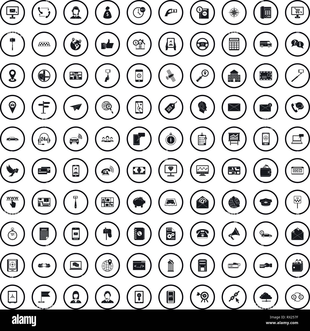 100 smartphone icons set, simple style  Stock Vector