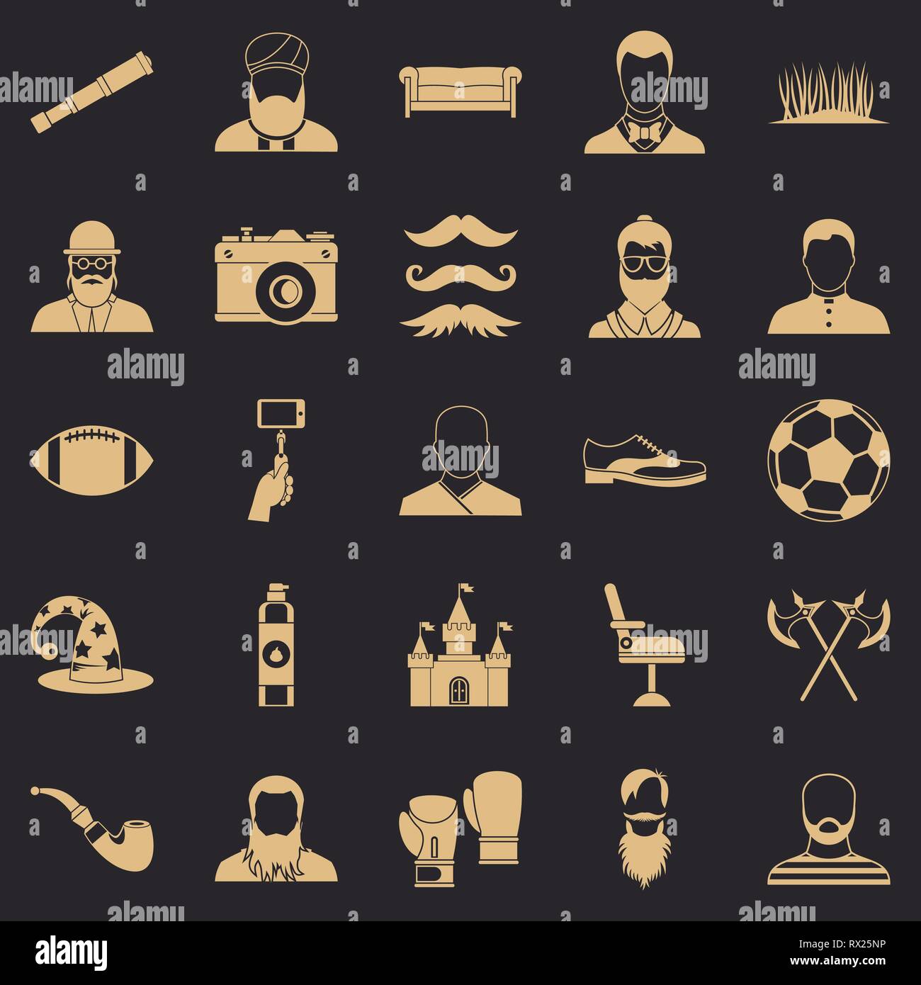 Selfie icons set, simple style Stock Vector