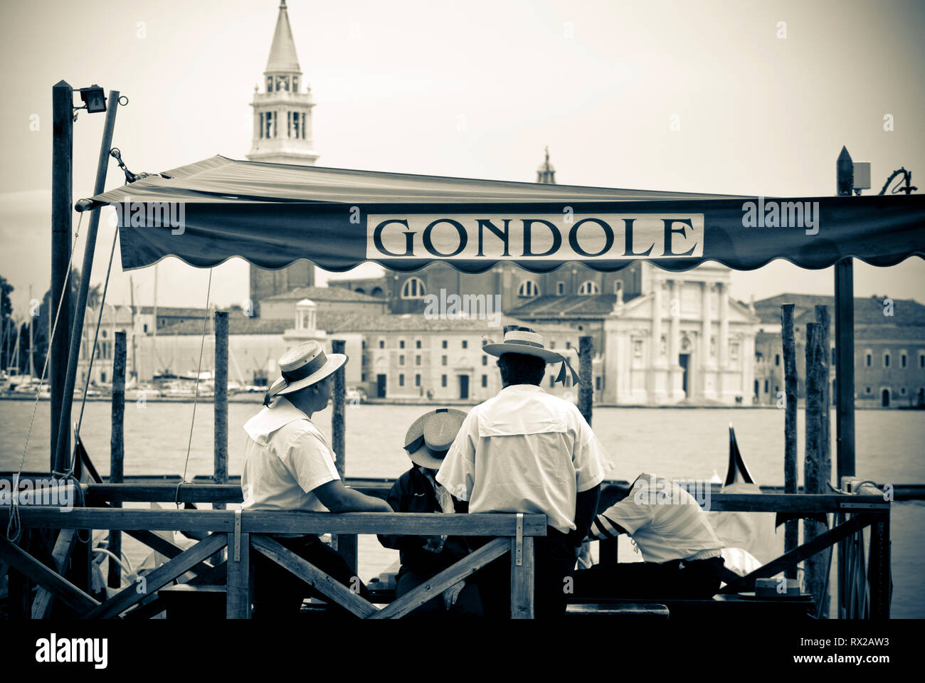 Gondola operators waiting Stock Photo