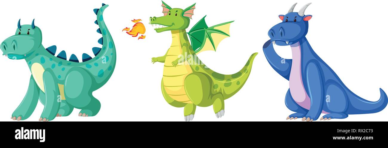 Set of cute dinosaur character illustration Stock Vector Image & Art ...