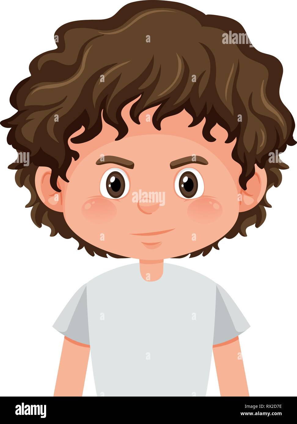 Kid Coloring Book Character Curly Hair Stock Vector (Royalty Free