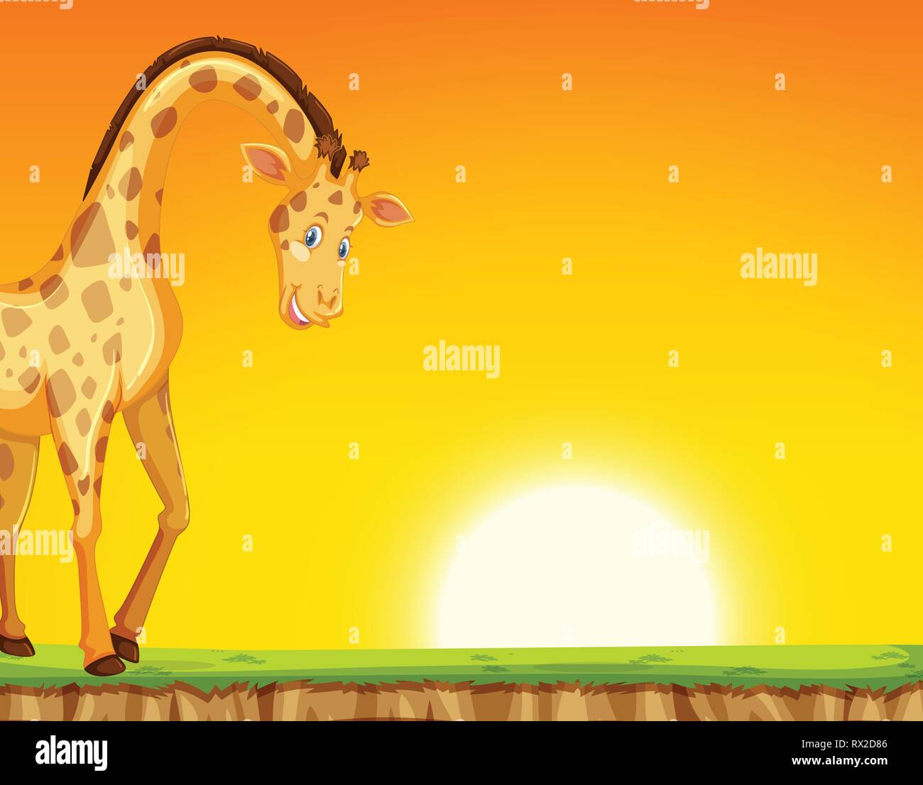 Giraffe and sunset Stock Vector Images - Alamy