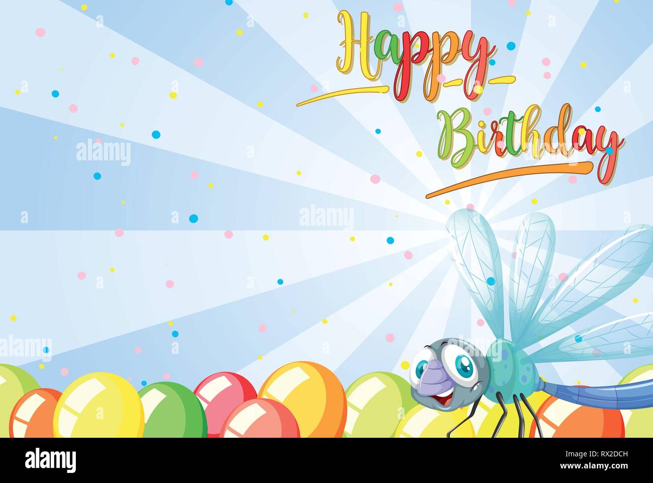 Birthday card template with dragonfly illustration Stock Vector Image ...