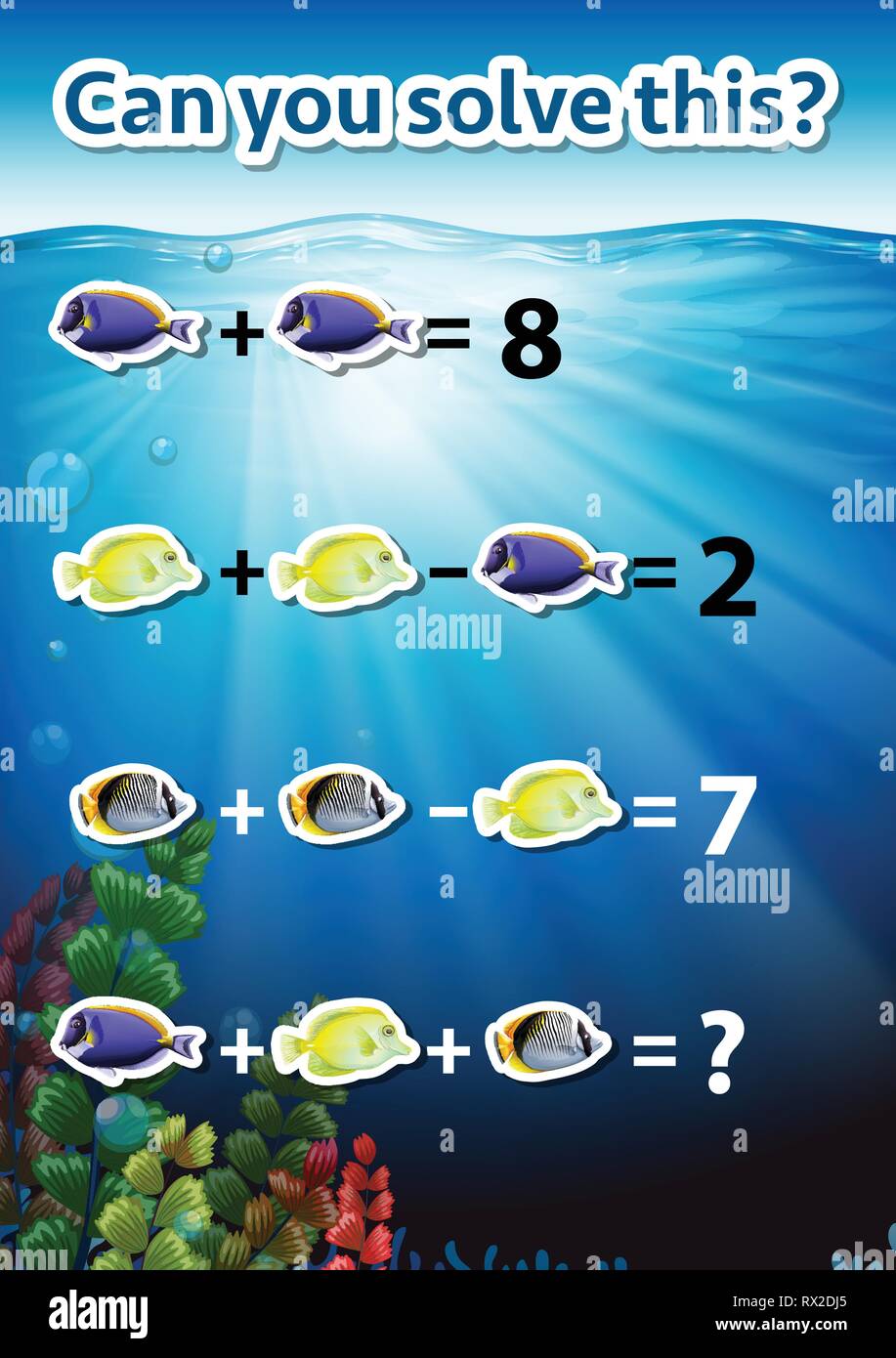 Can you solve this math worksheet illustration Stock Vector Image & Art ...