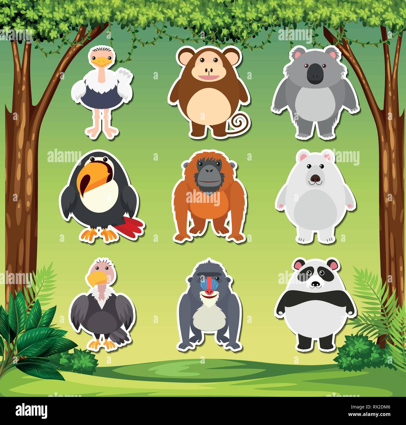 Set of animal sticker illustration Stock Vector Image & Art Alamy