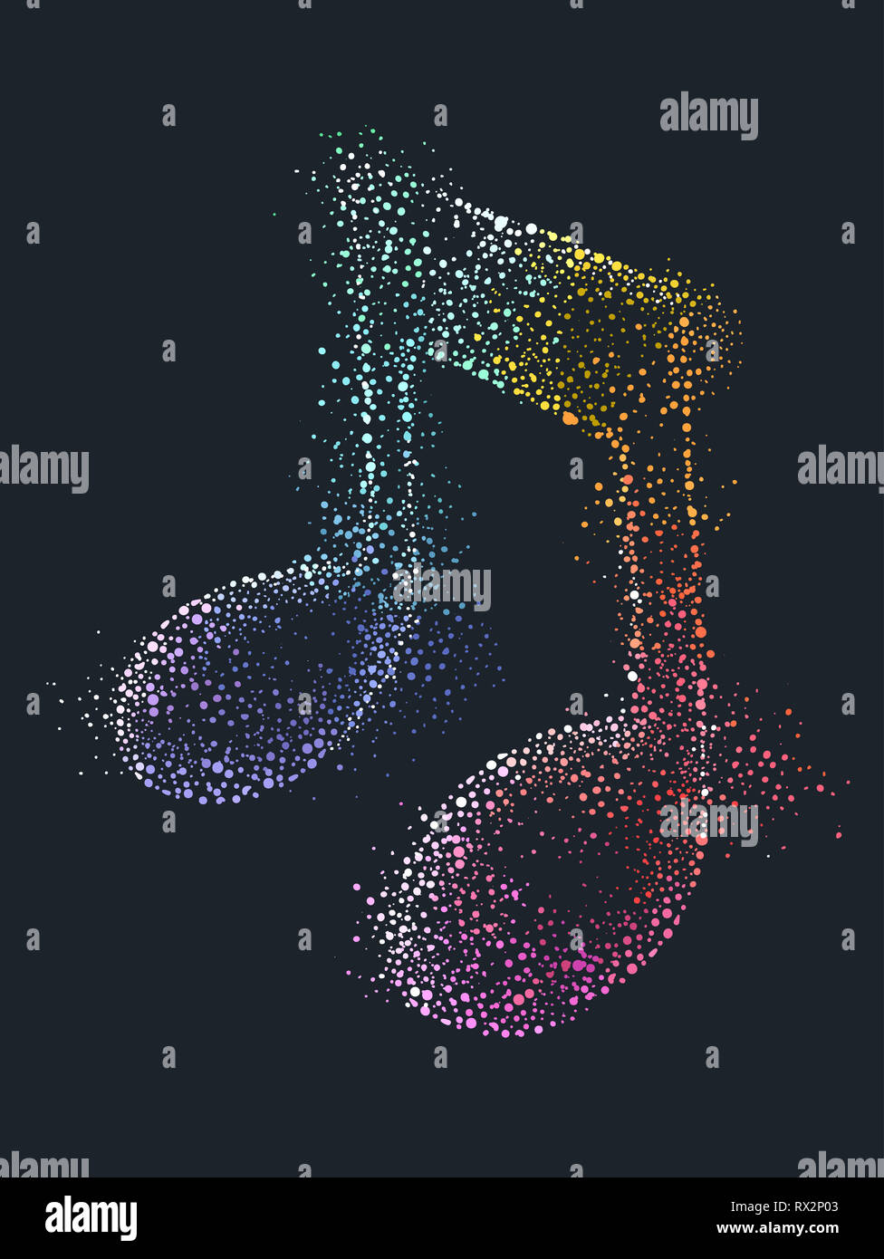 Illustration Of A Musical Note In Rainbow Colors And Pointillism