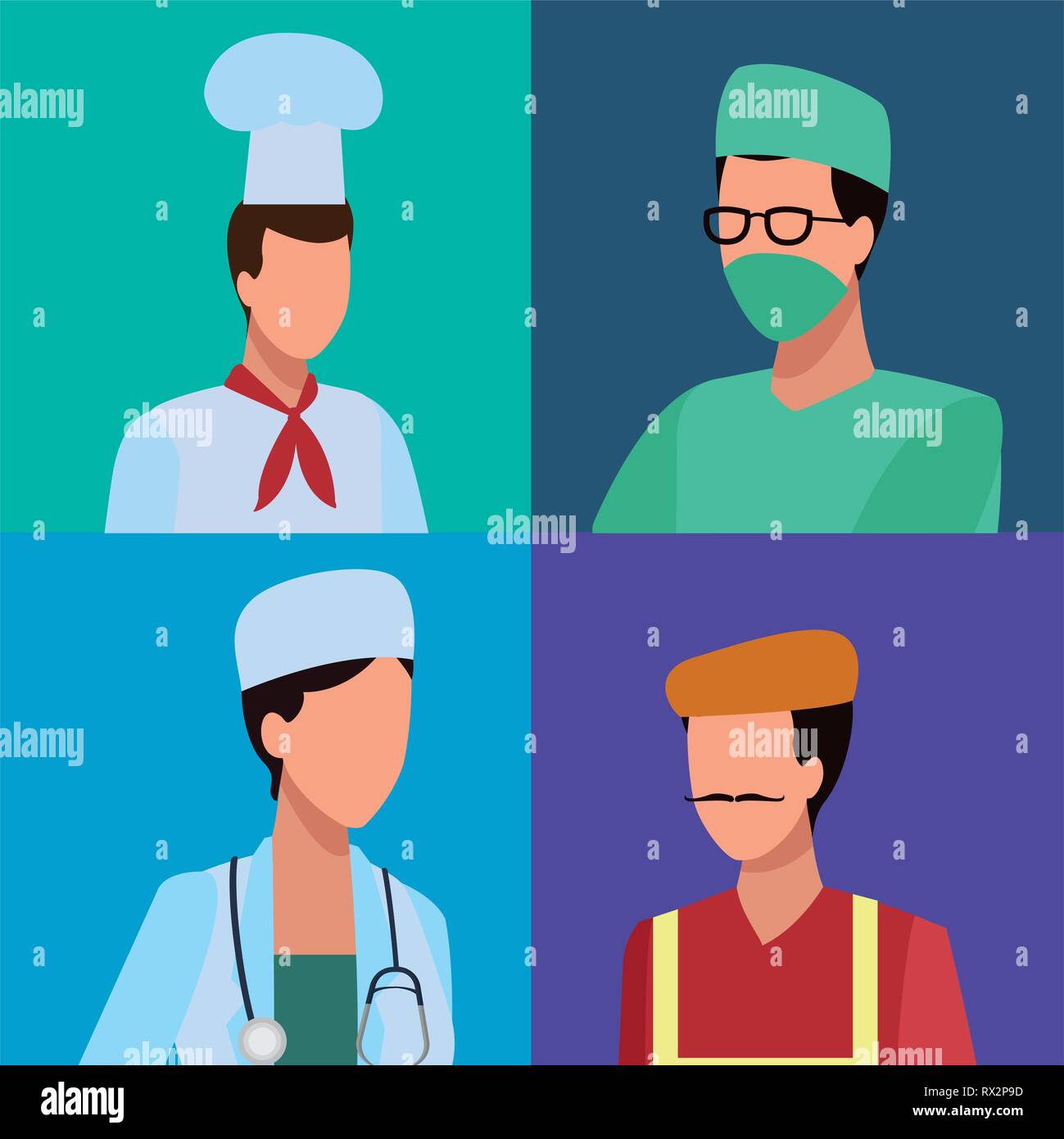 Jobs and professions avatar Stock Vector