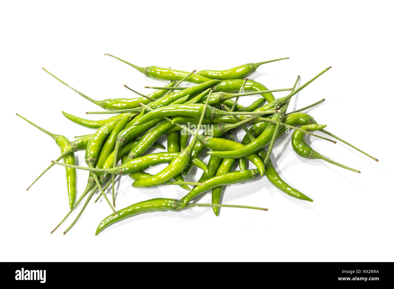 Fresh green chili pepper isolated on white background Stock Photo Alamy