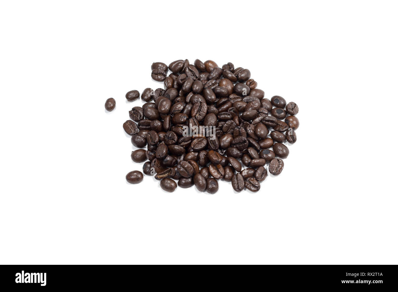Top view Roasted coffee beans is a frame pattern isolated on white ...