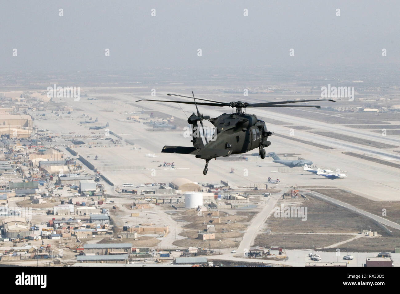 A UH60 from Task Force Apocalypse 3501st Combat Aviation Brigade fly