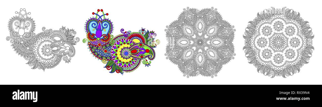 Circle lace ornament, round ornamental geometric doily pattern Stock Vector
