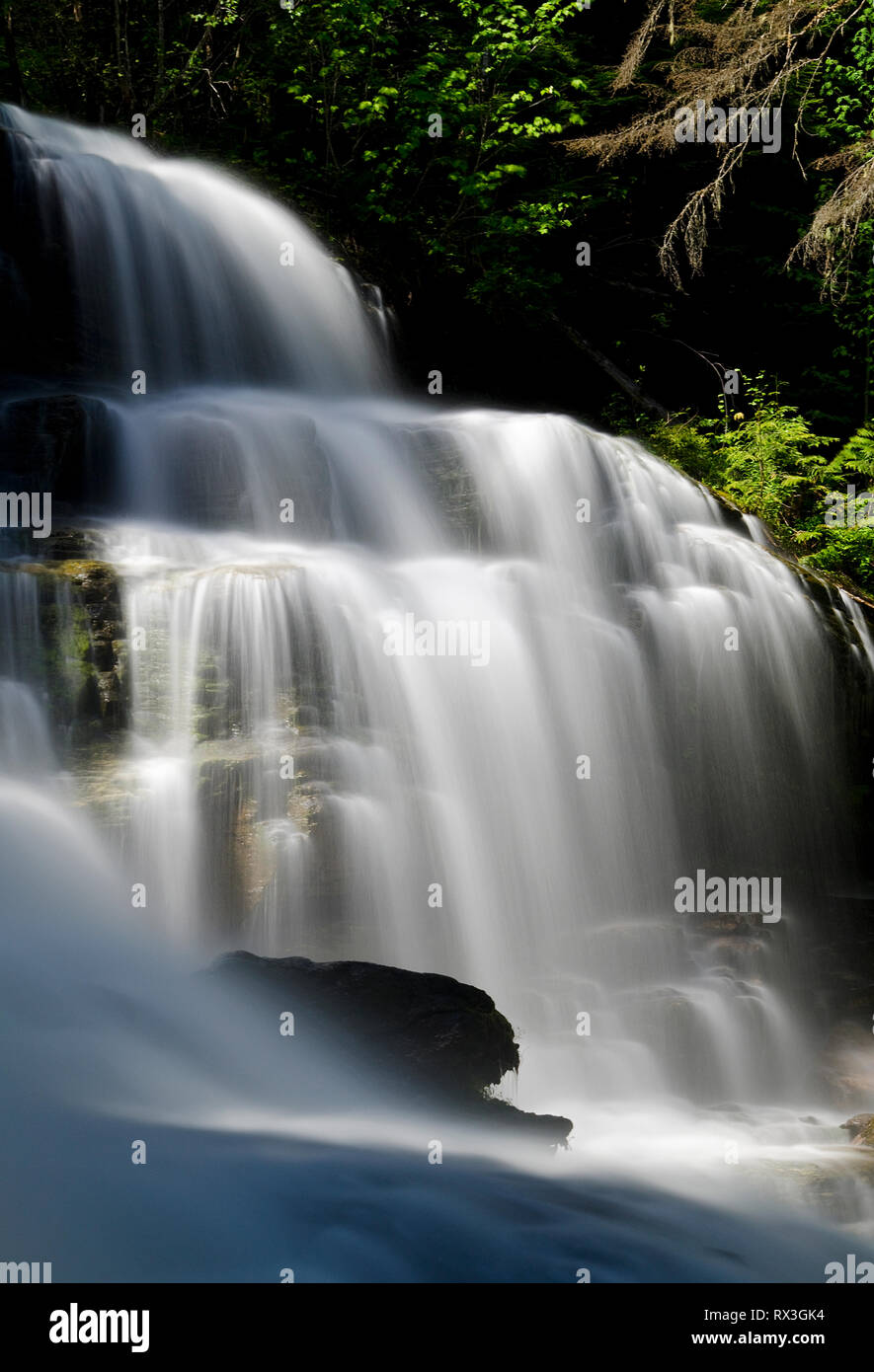 Moses falls thunders in the spring near Revelstoke, British Columbia, Canada Stock Photo