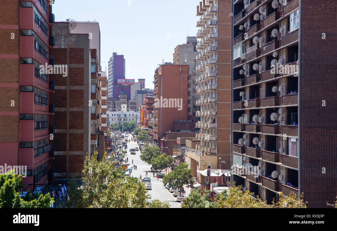 Johannesburg, South Africa, 17th February 2019 View of city centre with skyscrapers and