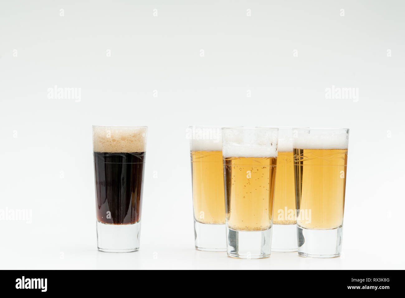 5 glasses of beer symbolize diversity Stock Photo Alamy
