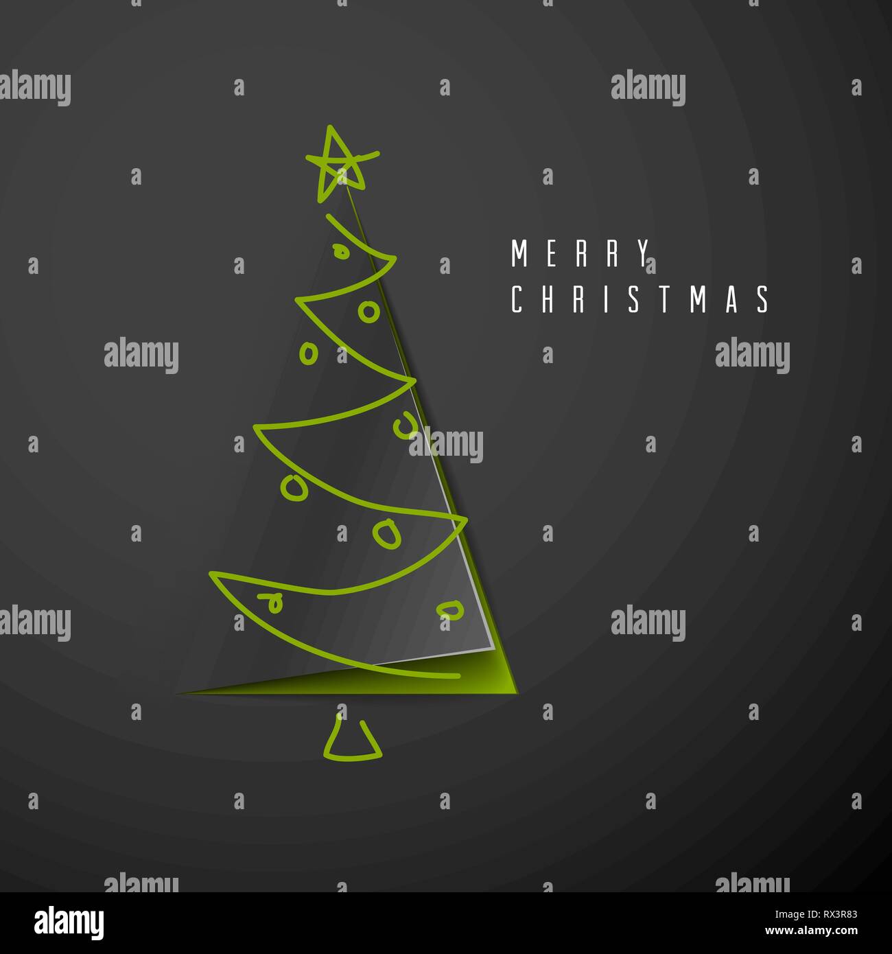 Vector Merry Christmas card with a dark minimalistic tree made from ...