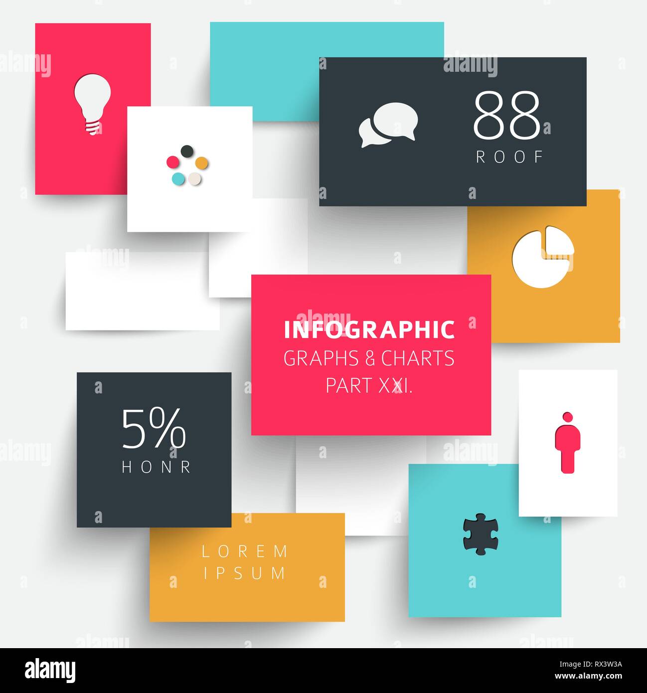 Vector flat design infographic elements (diagrams with rectangles) - 21 ...