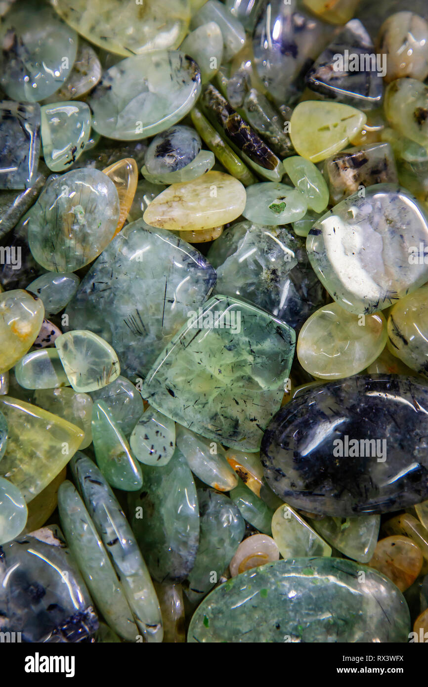 Processed prehnite stones Stock Photo
