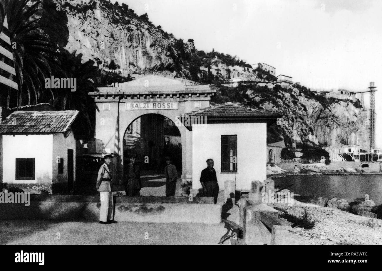 border crossing point near ventimiglia, 1950 Stock Photo