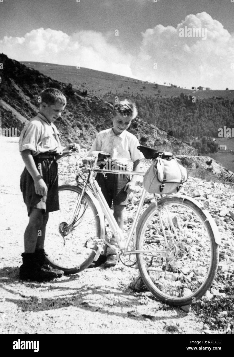 italy, veneto, altipiano di asiago, cycling tourism, 1951 Stock Photo