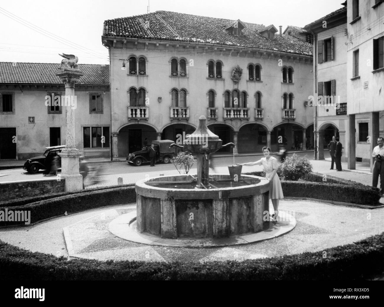 Italy, Veneto, Belluno, Piazza Santo Stefano, 1940 Stock Photo