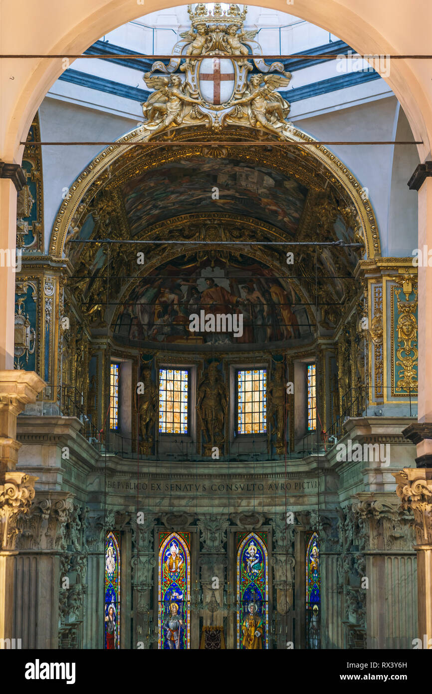 GENOA, ITALY - NOVEMBER 4, 2018: Interior of Cattedrale di San Lorenzo or Cathedral of Saint Lawrence Stock Photo