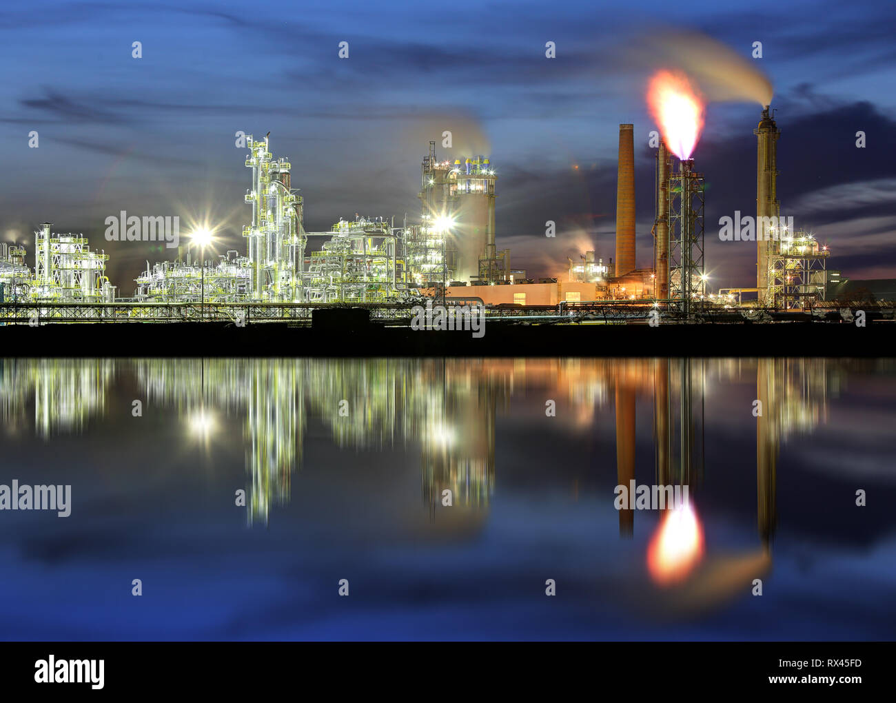 Oil refinery - Petrochemical industrial factory Stock Photo