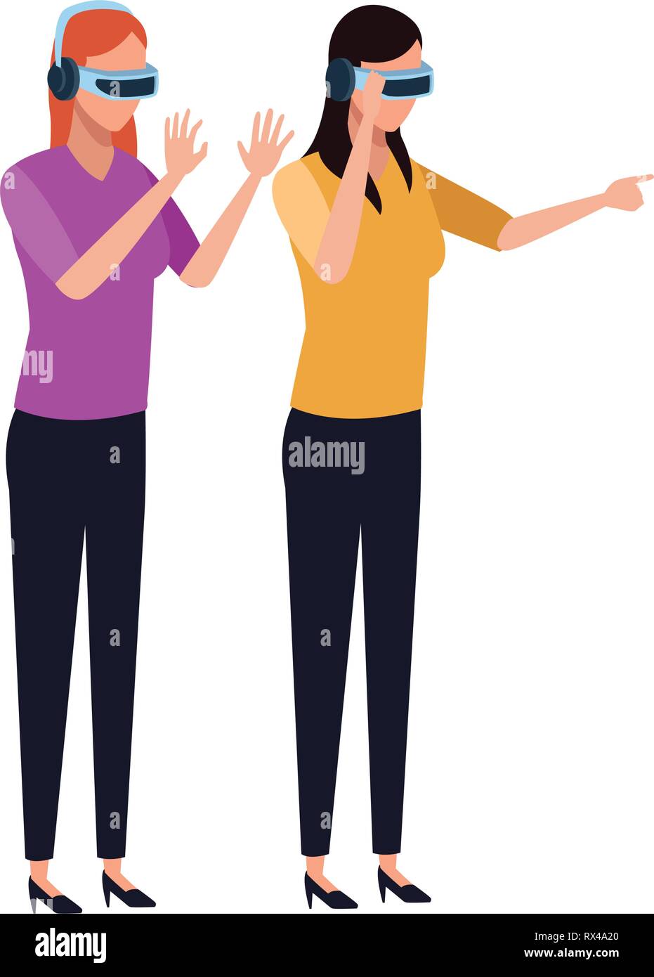 People playing with virtual reality technology Stock Vector Image & Art ...