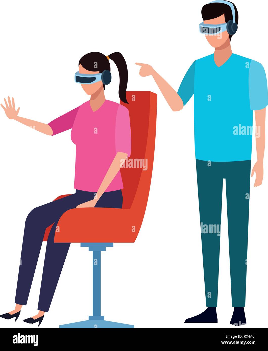 People playing with virtual reality technology Stock Vector Image & Art ...