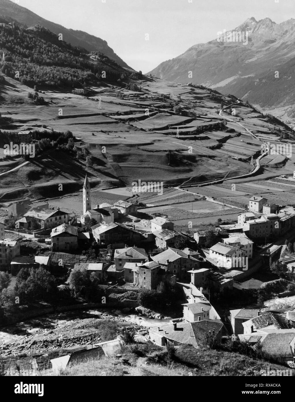 panorama, bormio, lombardy, italy 1950 Stock Photo