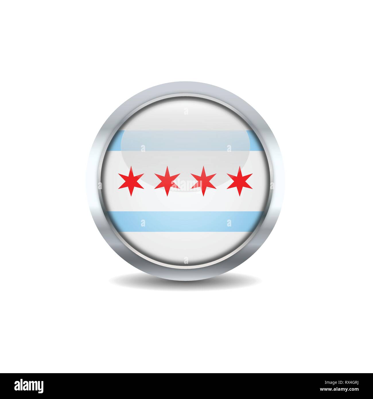 Chicago circle button flag background texture. Vector illustration design Stock Vector