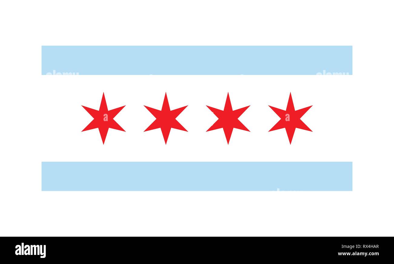 Vector Flag of Chicago simple flat design illustration Isolated on White Background Stock Vector