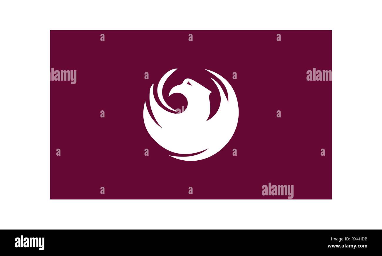 Vector Flag of Phoenix, Arizona simple flat design illustration Isolated on White Background Stock Vector
