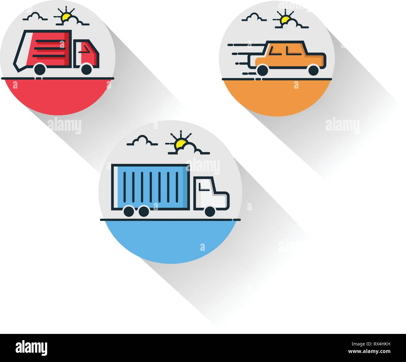Transportation thin line icon set for web and mobile. Modern minimalistic flat design Stock Vector