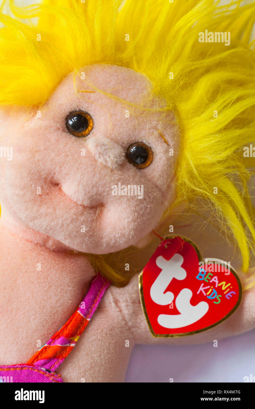ty beanie kids tag label on Jammer yellow haired girl toy Stock Photo