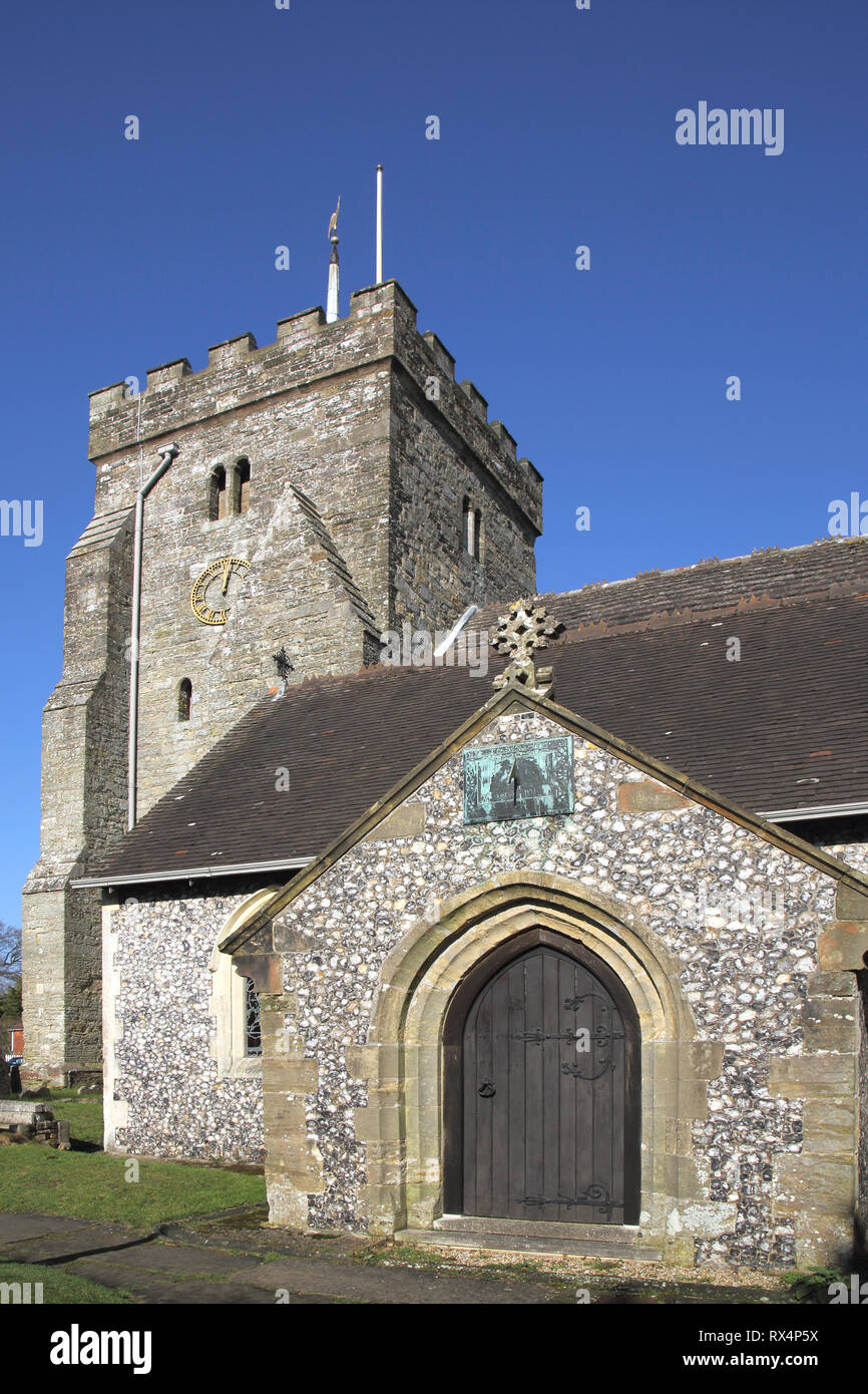 the fine old parish church in the west sussex village of henfield Stock Photo
