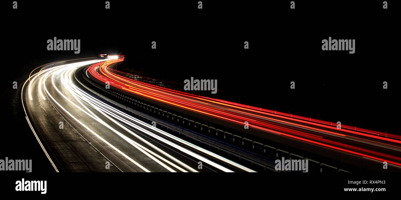 Car light on night traffic in highway Stock Photo - Alamy